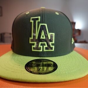 New Era 59Fifty LA Dodgers Fitted Cap - Lime Green and Camouflage - Size 7 3/8